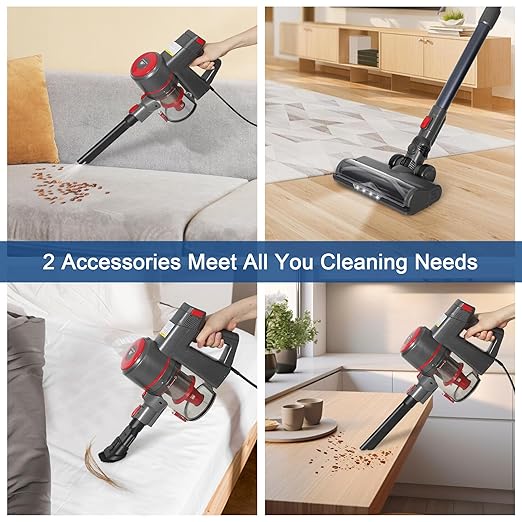 Intercleaner Corded Vacuum Cleaner 20KPa Powerful Suction with 600W Motor Electric Floor Brush 4 in 1 Lightweight Bagless Stick Vac with Handheld for Hardwood Floor Carpet Car Pet Hair