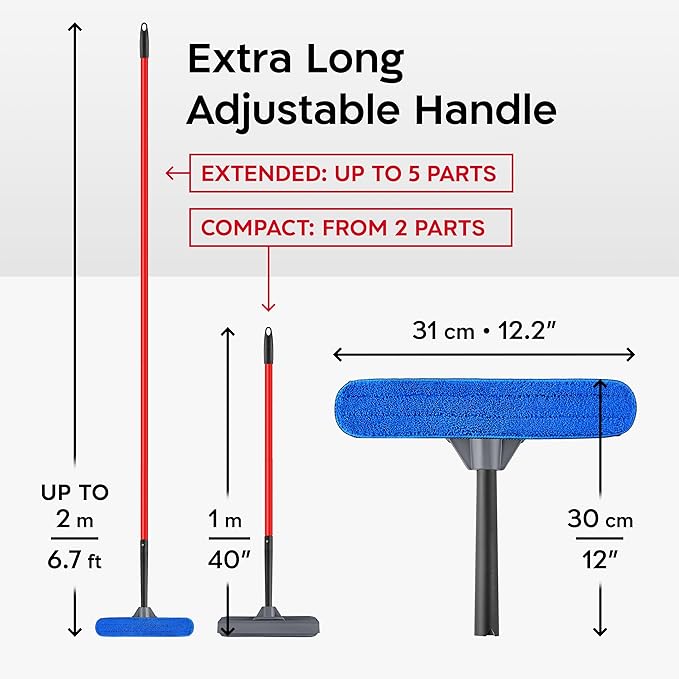 Tyroler Professional Window Squeegee for Home 12-80 Long Squeegee for Window Cleaning 2-in-1 Window Cleaning Squeegee Kit Indoor &amp Outdoor Window Cleaner Tool for High Windows &amp Glass