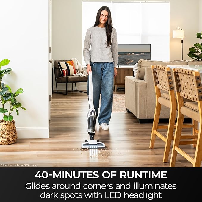 Kenmore 200 Series DS2000 Cordless Stick Vacuum Lightweight Cleaner 2-Speed Power Suction LED Headlight 2-in-1 Handheld for Hardwood Floor Low Pile Carpet &amp Pet Hair