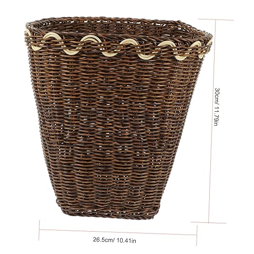 TOYANDONA Woven Waste Basket Rustic Style Desktop Trash Can for Office Bathroom Compact Natural Storage Bin for Recycling and Waste Disposal