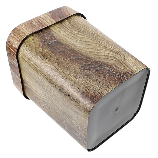 Vintage Style Imitated Wood Trash Bin Large Square Indoor Rubbish Can for Bedroom Lounge Accommodation Thickened PP Material Space-Saving Creative Wastebasket