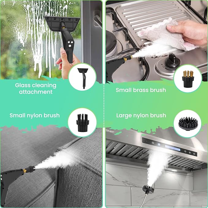 2500W Steam Cleaner for Home &amp Car 15s Heat-Up Handheld Steamer for Cleaning 1.2L Portable High Steam Cleaners 6-Level Steam Control with 14 pcs Accessories Kit for Car Floors Couches Grout