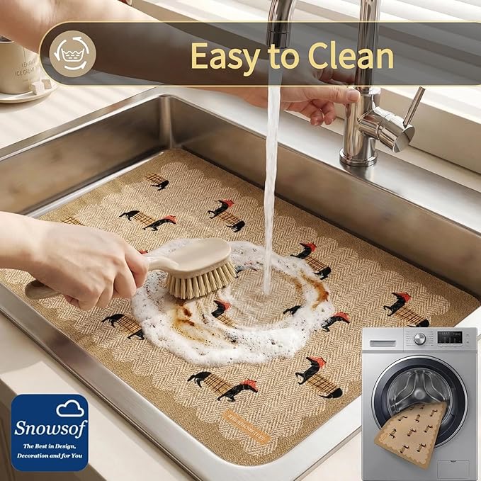 Dish Drying Mat - Absorbent Countertop Mat for Coffee Maker Expresso Machine Kitchen Use (0220''×32'')