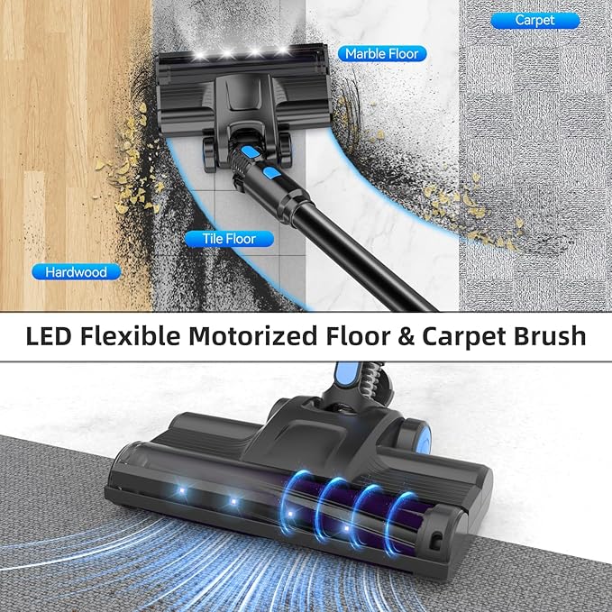 Cordless Vacuum Cleaner 33000pa Stick with Smart LED Display Max 50 Mins Runtime Anti-Tangle Lightweight Handheld for Hard Floor Carpet Pet Hair Home