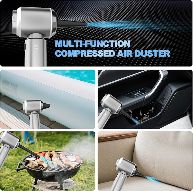 Handheld Car Vacuum Cordless 22000PA Strong Suction Mini Vacuum Cleaner with 100000 RPM Brushless Motor 4-in-1 Portable Vacuum for Car Detailing Camping Home &amp Gift Gray Silver
