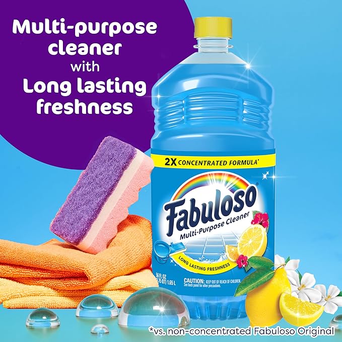 Fabuloso 2X Multi-Purpose Cleaner No Rinse Floor Cleaner Long-Lasting Freshness Tropical Spring Scent 56 fl oz