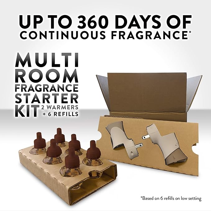 Botanica by Air Wick Plug in Scented Oil Starter Kit 2 Warmers + 6 Refills Himalayan Magnolia and Vanilla Air Freshener Eco Friendly Essential Oils