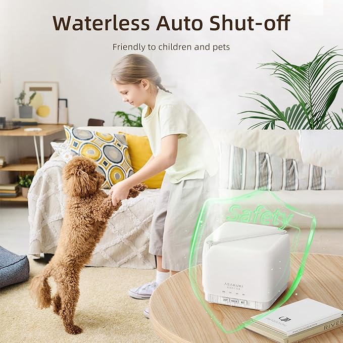 ASAKUKI Essential Oil Diffuser for Home Large 700 ml Humidifier with Automatic Shut-Off Quiet Aromatherapy Diffuser with 7 LED Lights for Living Room Kitchen Bedroom Hotel - White
