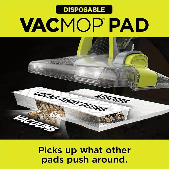 Shark VACMOP Disposable Hard Floor Pad Refills Compatible with VM252 &amp VM180 No-Touch Disposal for use on All Sealed Floors - Stone Hardwood Laminate &amp Tile (46 Count Total) VMP46