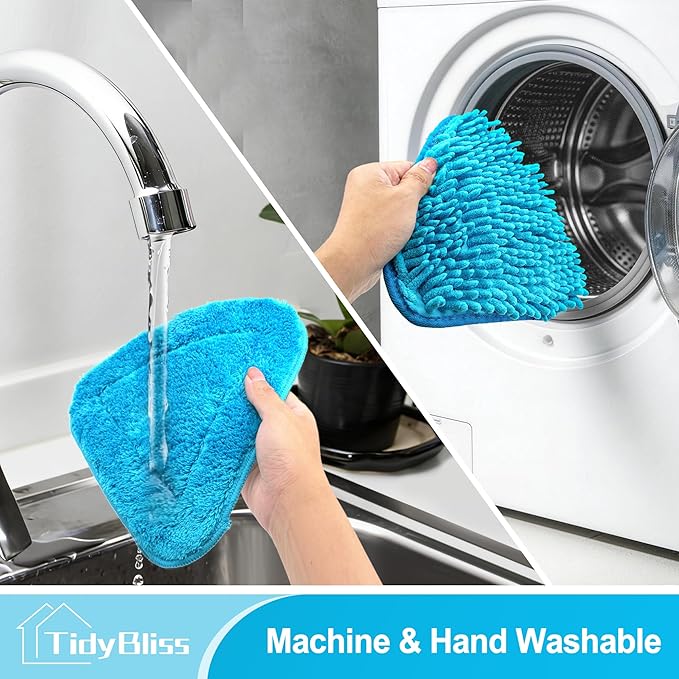 Wall Mop Cleaner with Long Handle 80” Ceiling Duster Scrubber with 360° Swivel Collapsible Head Baseboard Cleaning Tool with 4 Chenille and 2 Microfiber Pads for Windows Floor (Blue)