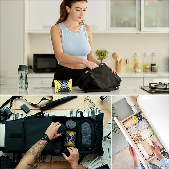 125g Rechargeable Desiccant Packs Dehumidifier Bag - 24 Pack - Moisture Absorbers For Safes Car Bathroom Storage Garage - Moisture Remover Eliminates Humidity - Reusable Desiccant Bags