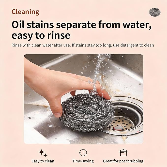 150 Pack Stainless Steel Scrubbers for Kitchen Cleaning Metal Scouring Pads for Pots Pans Oven Grill &amp Bathroom Surfaces Wire Wool Sponge Individually Wrapped Set