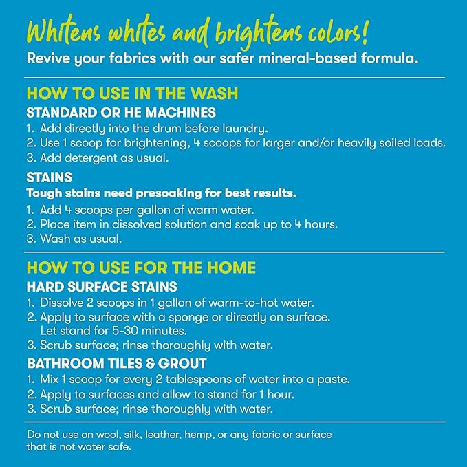 ECOS OXO BRITE Multi-Purpose Stain Remover Brightens &amp Whitens Free &amp Clear 145 Loads Plastic-Free Safer Choice Certified 2 lbs