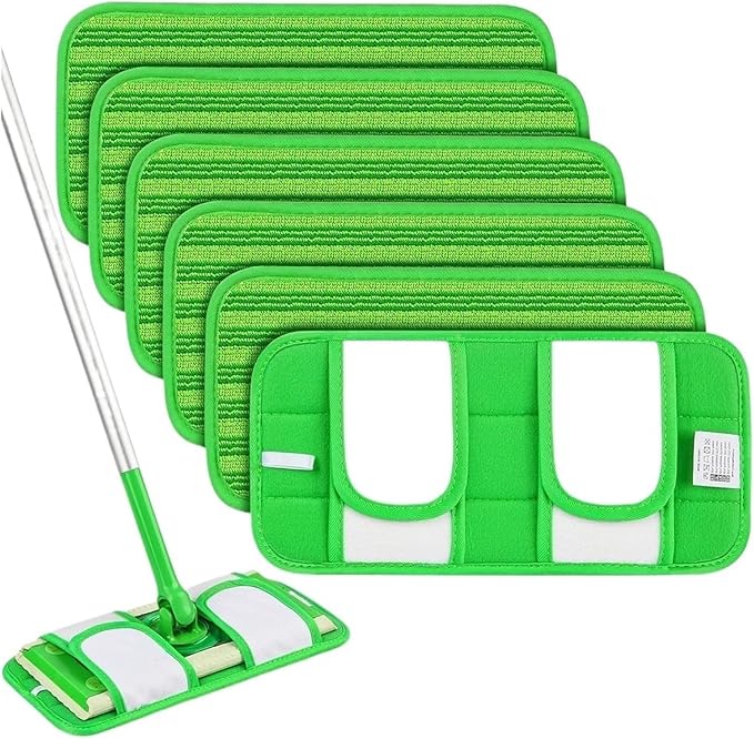 6PCS Reusable Mop Pads Compatible For SwifferSweeper Mops Washable Wet Dry Sweeping Cloths(12PCS)