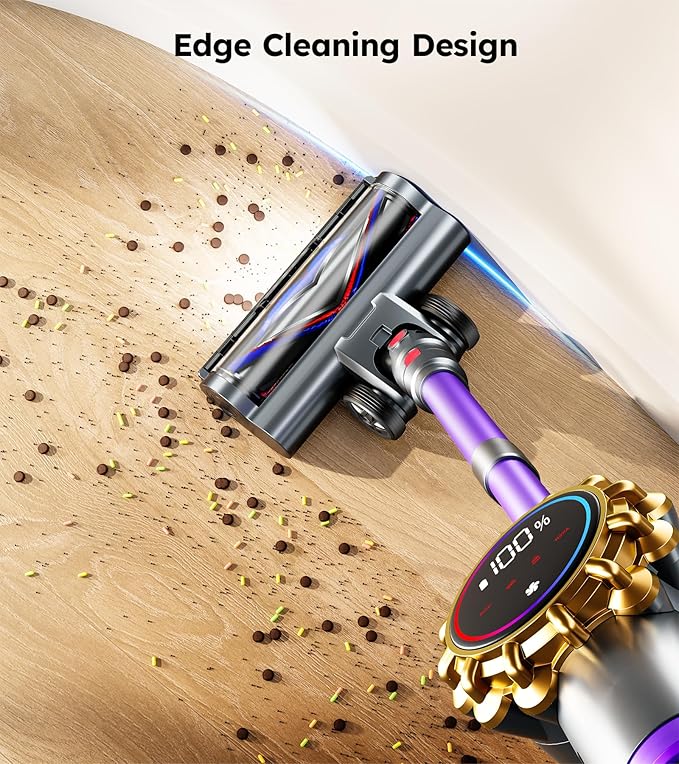 Cordless Vacuum CleanerUpgraded 550W 45KPA 60Mins Vacuum Cleaners for HomeSelf-Standing Stick Vacuum with LED Display8 in 1 Lightweight Anti-tangle Wireless Vacuum for Pet Hair Carpet Hard Floors