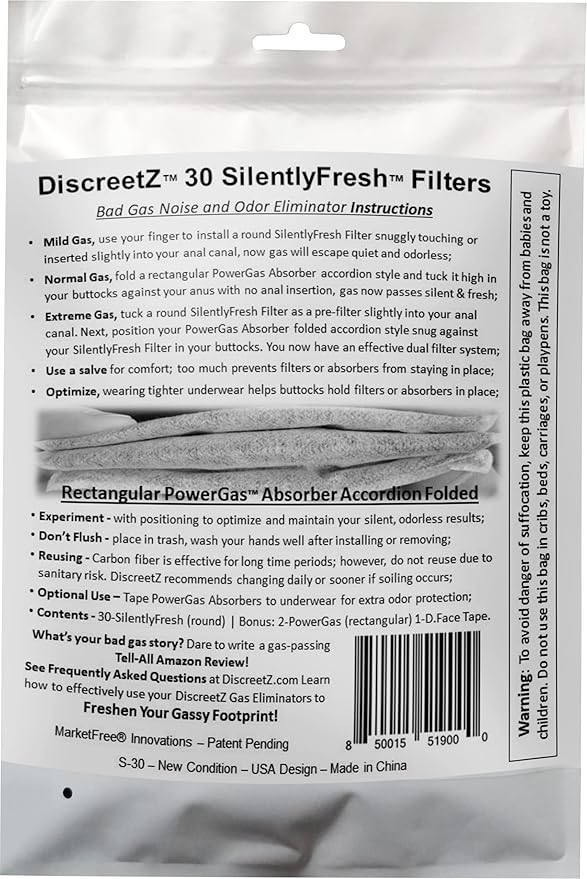 Flatulence Relief for Adults Odor Eliminator. Men &amp Women’s Bad Gas Odor Absorbers Flatulence Underwear Help. Gas Relief for Adults. Flatulence Pads Silence &amp Stop Odor Up to 100%. DiscreetZ