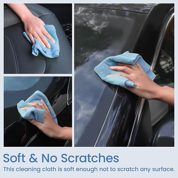 Greenfound Microfiber Cleaning Cloth Roll -80 Pack 11.5x11.5 Tear Away Towels Reusable and Washable Rags Blue