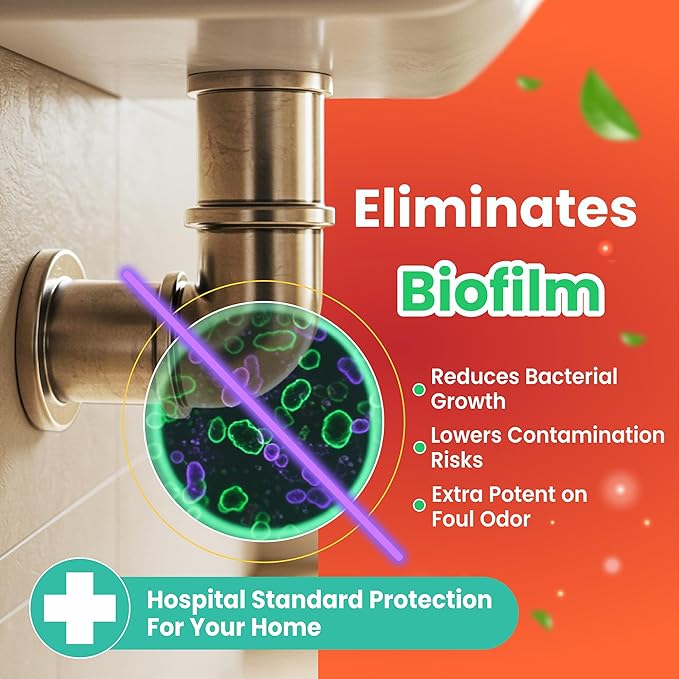 Liquiflo Hair Drain Clog Remover &amp Maintainer Eliminates Odors &amp Biofilm Odor-Free &amp Fumeless Declogger for Hair Grease &amp Organic Build up Safe for All Piping