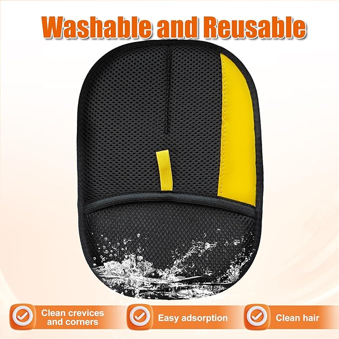 Electrostatic Gloves for Pet Hair Removal: Upgraded 2PCS Animal Fur Removal Tool for Dogs&ampCats Efficient Reusable Pet Hair Remover for Couch Carpet Car Seat Clothing Quick Clean (2 pcs-Black)