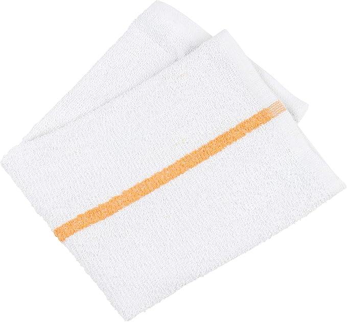 Arkwright Bar Mop Towels Pack of 12 100% Cotton Kitchen Dishcloths Absorbent Quick Dry Cleaning Cloths for Restaurant Bar and Home Kitchen 16 x 19 in White/Gold