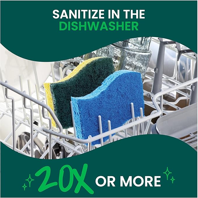 Scotch-Brite Zero Scratch Non-Scratch Scrub Sponges Sponges for Cleaning Kitchen Bathroom and Household non-scratch Sponges Safe for Non-Stick Cookware 36 Scrubbing Sponges