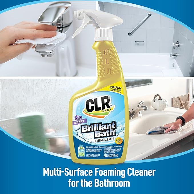 CLR Brilliant Bath Foaming Action Bathroom Cleaner Spray - For Use on Toilets Baths Showers Sinks Glass Stainless Steel - Lavender Scent 26 Ounce Bottle (Pack of 6)