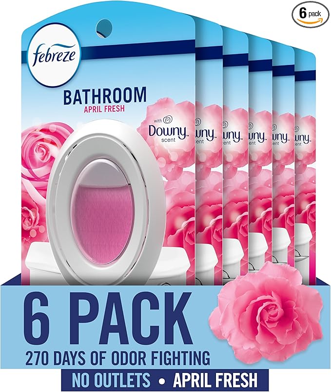 Febreze Bathroom Air Freshener Odor-Fighting Plug-In Alternative Home Bathroom &amp Kitchen Use Downy April Fresh Scent 6 Count