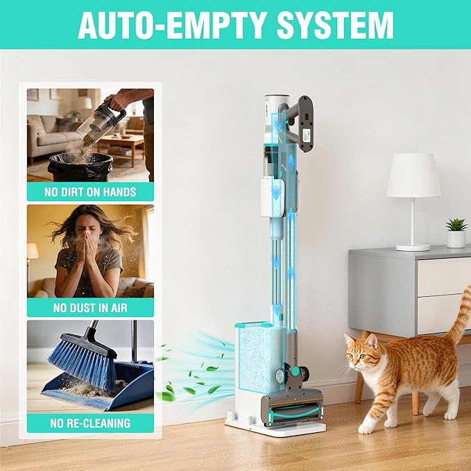 HAUSHOF Cordless Vacuum Cleaner with Auto Empty Station &amp Cordless Carpet &amp Upholstery Cleaner