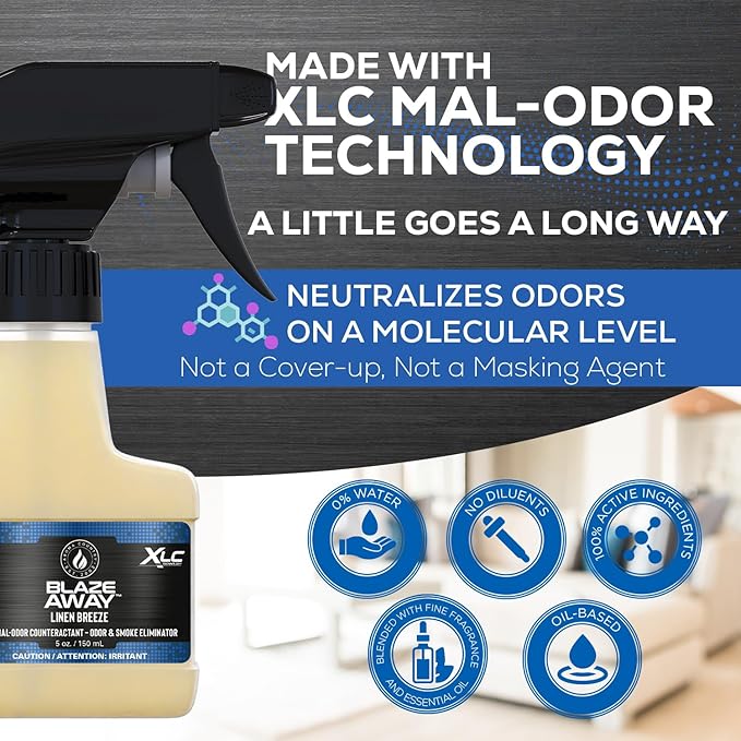 Blaze Away Commercial Air Freshener &amp Odor Eliminator for Strong Odor - Industrial-Grade Room Spray &amp Room Deodorizer for Home Car Smoke &amp Pet Odors - Long-Lasting Odor Absorber Room Fr