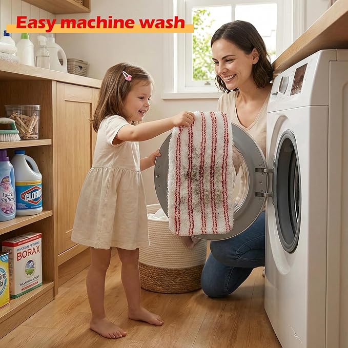 Microfiber Dust Mop for Floor Cleaning with 5 Reusable 16*9 inch Mop Pads Wet and Dry Mop Captures Pet Hair and Dust Suitable for Vinyl Wood Tile Laminate Flooring