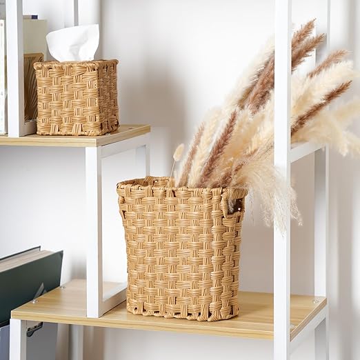 Wicker Waste Basket with Built-in Handles Multifunctional Mini Basket for Home and Office Compact Design and Durable Construction with Fine Artisanal Craftsmanship