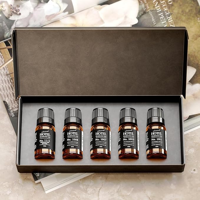 AirScent Hotel Diffuser Oil Gift Set - Inspired by The Most Popular 5-Star Hotel Scents - 10 mL 0.34 fl oz Fragrance Oil Set - My Way The Beach Villas and Other Luxury Hotel Scents