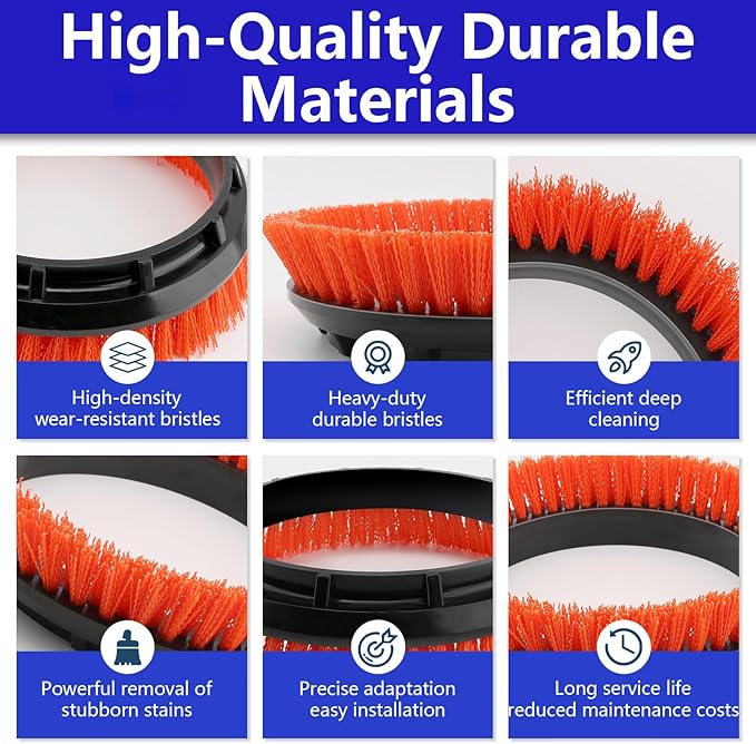 2 Pack 237047 Orange Commercial Tile and Resilient Floor Scrub Brush Replacement for Oreck Commercial ORB550MC ORB600MW and ORB700MC Floor Machines Heavy-Duty Brush 10.5 in. Diameter