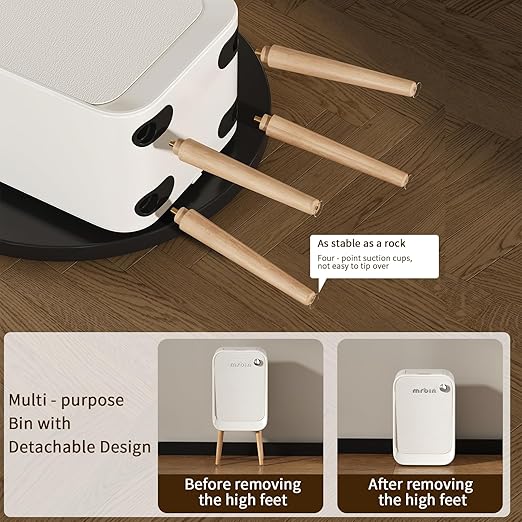 MRBIN Motion Sensor Trash Can Bathroom with Butterfly Lid and Leg 5.5 Gal / 20 L Tall Automatic Touchless Electric Smart Waste Basket Toilet Covered Garbage Dustbin for Bedroom Cream White