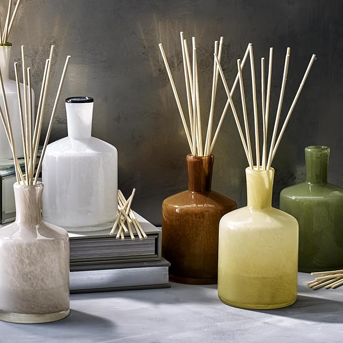 LAFCO New York Signature Reed Diffuser Amber Black Vanilla - 15 oz - Up to 9 Months Fragrance Life - Reusable Hand Blown Glass Vessel - Natural Wood Reeds - Made in The USA