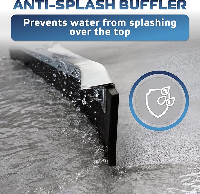 DSV Standard Curved Floor Squeegee 36’’ Rubber Blade Garage Squeegee Taper Pole Connection - Handle Sold Separately for Tiles Concrete and Asphalt