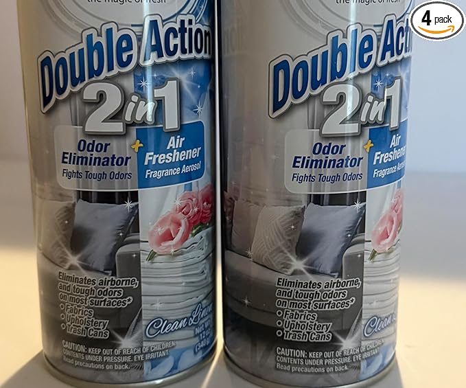 Odor Eliminator Double Action 2 in 1 Odor Eliminator and Air Freshener Clean Linen Scent 12 oz (2 Pack)
