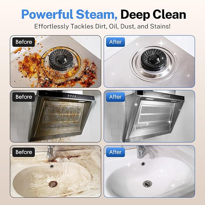 ODSD Steam Cleaner for Home &amp Car 3-Level Adjustable Steamer for Cleaning 15s Heat-Up &amp 1.6L Large Tank Handheld Steam Cleaner for Car Detailing Home Tile GroutFurniture with 15pcs Acce