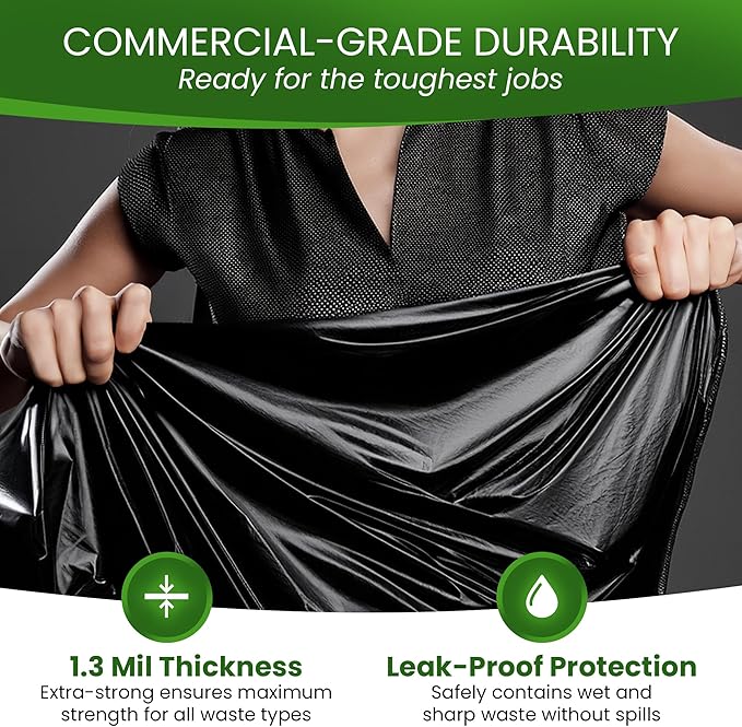Betta 20-30 Gallon Black Trash Bags 150 Count Box (30x36-inch) Commercial Heavy-Duty Garbage Can Liners for 16-20 Gallon Round Cans 15-23 Gallon Slim and Square Cans