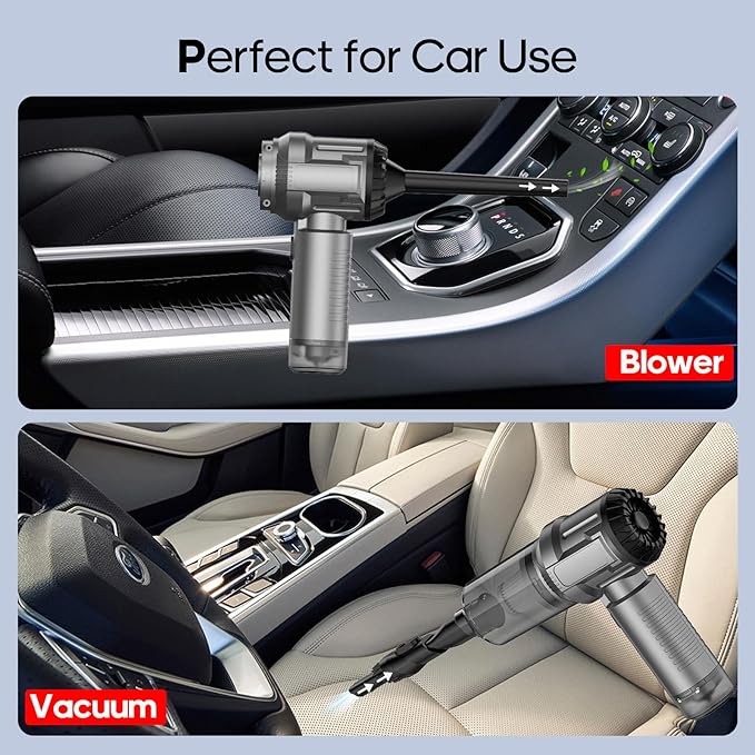 Handheld Mini Car Vacuum Cleaner 9000Pa Vacuum Cleaner and Air Duster 120W High Power Hand Held Vacuum with LED Light and Multi-Nozzles for Car Home Office Pet /V01pro Gray
