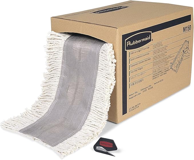 Rubbermaid Commercial Products Cut-to-Length Cotton Dust Mop White Customize your Dust Mop to Fit Any Frame for Hard Floors including Hardwood Vinyl Tile and Laminate