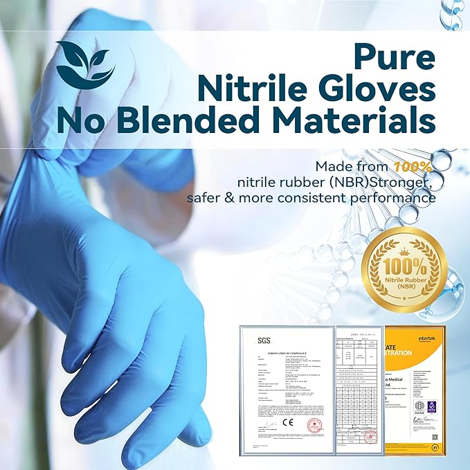 Blue Nitrile Gloves Disposable Latex &amp Powder Free Safe Gloves for Food Cooking Kitchen Cleaning Healthcare Salons