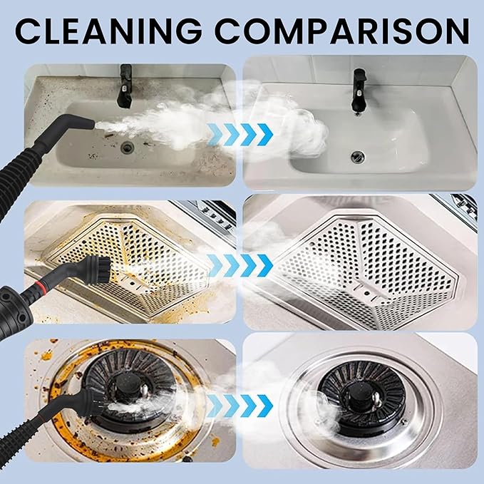 Steam Disinfection Cleaner – Handheld Multi-Purpose Steamer with 8 Accessories Powerful 1500W Steam Child Lock &amp Safety Cap for Home Kitchen Appliances（1 Set Steam Cleaner）