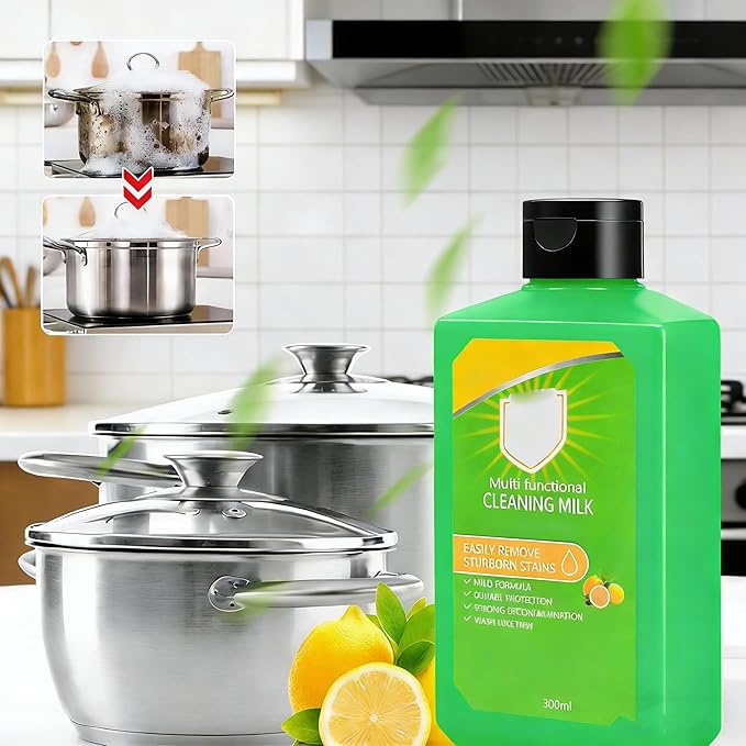 Multi-Purpose Cleaning Milk Powerful Cleaning Milk House Cleaner Powerful Multifunctional Concentrated Cleansing Lotion for Household Kitchen and Bathroom 300ml (2pcs)