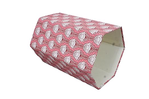 Generic 3.3 Gallon Cotton Hand Block Printed Paper Waste Basket |Small Decorative Trash Can for Housewarming Gifts in Living Room Bedroom Bathroom | Eco-Friendly Plastic-Free (1 PINK LOTS)