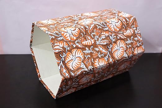 Christmas Decorative Hand Block Printed Waste Basket/Trash Can/Garbage Can/Card Board Trash Can Housewarming Gift (Brown)
