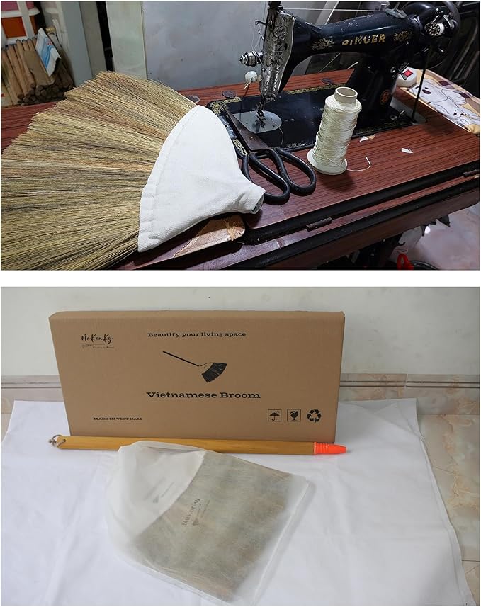 Traditional Vietnamese Handmade Broom Durable Perfect for Home use or as a Unique Wedding Gift 42 inches Long.