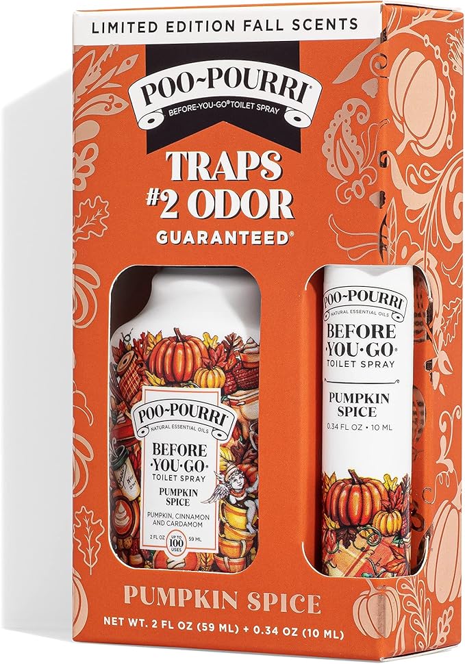 Poo-Pourri Toilet Spray 2 Oz &amp 10 ml Pumpkin Spice 2 Count