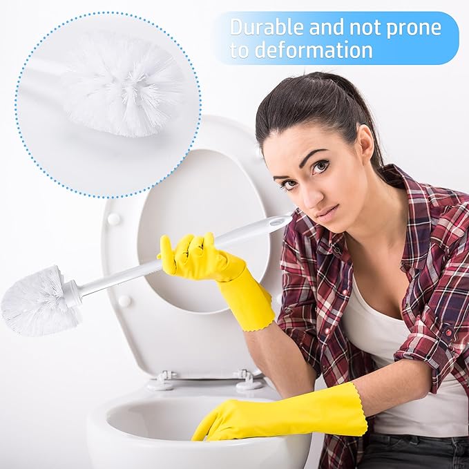 20 Pcs 14.2 Inch Toilet Brush Long Handle Toilet Bowl Brush Plastic Scrubber with Hook Hole White Soft Bristle Cleaner Handled for Bathroom Cleaning Supplies