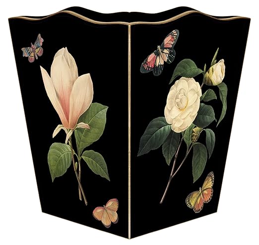 Marye-Kelley Magnolia &amp Peony Tin Wastepaper Basket